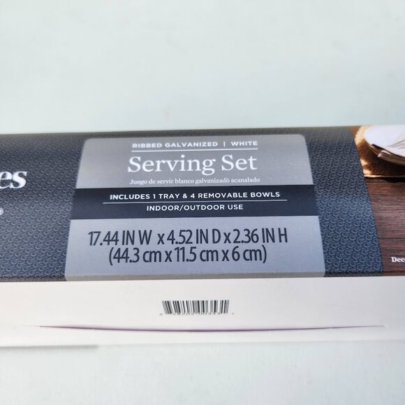 NEW Better Homes & Gardens Galvanized Bowls Tray Rectangle Condiment Tray Set 4 - Picture 7 of 14